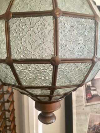North African 1960’s Brass And Glass 540mm Globular Lantern 3