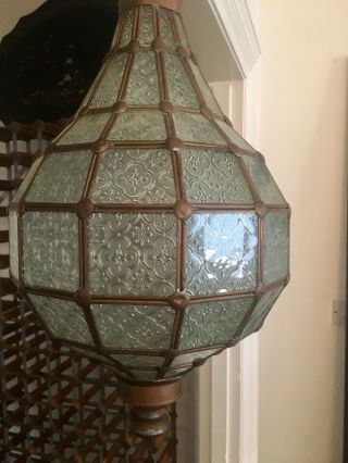 North African 1960’s Brass And Glass 540mm Globular Lantern 4