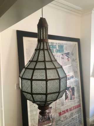 North African 1960’s Brass And Glass 540mm Globular Lantern 5