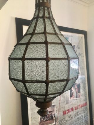 North African 1960’s Brass And Glass 540mm Globular Lantern 6