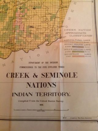 613 Indian Territory Map Creek Nation Seminole Nation 1906 Julius Bien