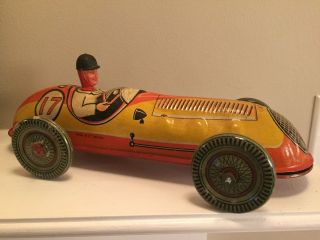 Vintage Mettoy Mechanical Tin Toy Racing Car