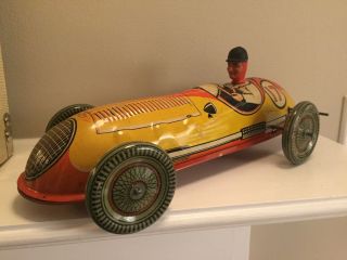 VINTAGE METTOY MECHANICAL TIN TOY RACING CAR 2