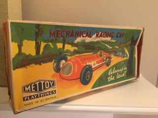 VINTAGE METTOY MECHANICAL TIN TOY RACING CAR 3