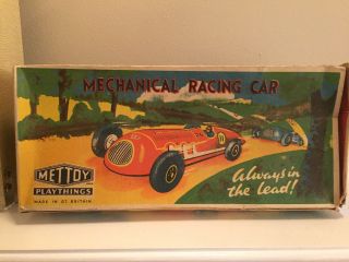 VINTAGE METTOY MECHANICAL TIN TOY RACING CAR 5