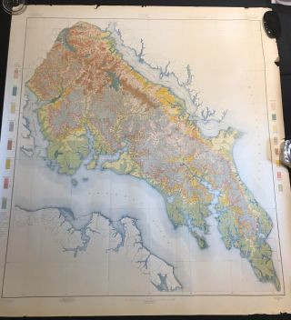Antique Wall Size Map St.  Mary’s County Maryland 1901 Soil Survey 35 X 38 In. 2