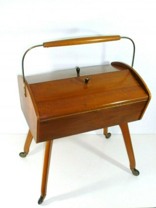 Rare1950/60s Danish Modernist Teakwood Sewing Table / Box Vintage Eames Retro