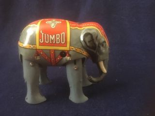 Rare Vintage Early Jumbo Elephant German Wind Up Tin Toy D.  R.  G.  M.  Germany
