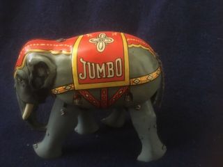 RARE VINTAGE EARLY JUMBO ELEPHANT GERMAN WIND UP TIN TOY D.  R.  G.  M.  GERMANY 2