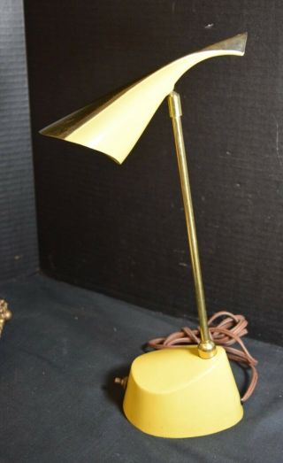 Unusual Mid Century Enamel and Brass Lamp 2