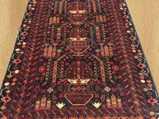 Authentic Hand Knotted Vintage Afghan Zakani Balouch Wool Area Rug 6 X 4