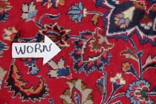 Vintage Traditional Floral Kashmar Oriental Area Rug RED Hand - made Carpet 10x13 11