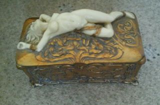 Art Deco Design Box With Reclining Lady