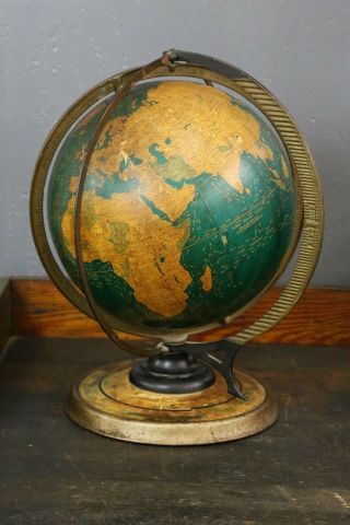 Vintage 1936 Crams Deluxe World Globe Map Industrial decor Desk Top old atlas 3