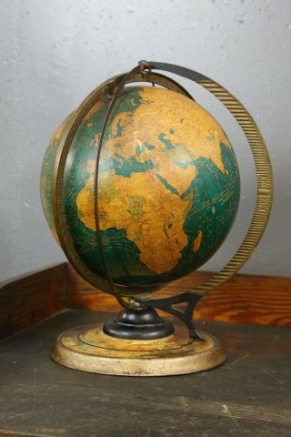 Vintage 1936 Crams Deluxe World Globe Map Industrial decor Desk Top old atlas 4