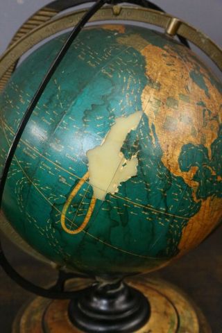 Vintage 1936 Crams Deluxe World Globe Map Industrial decor Desk Top old atlas 9