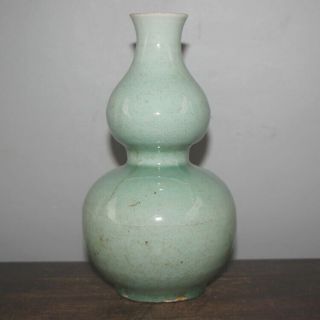 Chinese Old Longquan Kiln Celadon Glaze Porcelain Double - Gourd Vase