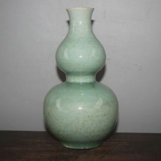 Chinese Old Longquan Kiln Celadon Glaze Porcelain Double - Gourd Vase 5