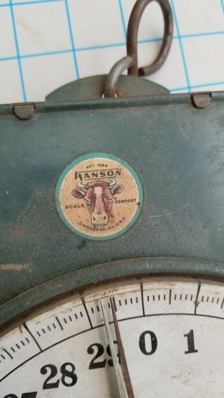 VINTAGE 1950 ' S HANSON HANGING DAIRY SCALE MODEL 60 MADE IN THE USA 3