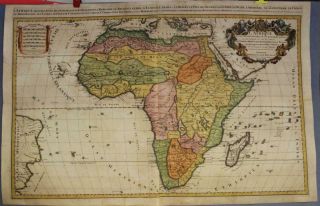 African Continent 1692 Sanson & Jaillot Wall Unusual Antique Copper Engraved Map