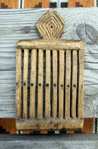 Very Rare Antique Swedish Folk Art Wood Tape Loom Rigid Heddle Child Size 1700s