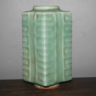 Chinese Old Longquan Kiln Celadon Glaze Porcelain Cong Vase