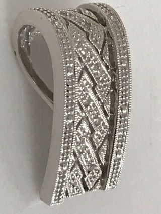 Vintage Mid Century Modernist AAJ 14k White Gold Diamonds Pave Pendant 4gr 1 