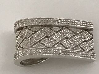 Vintage Mid Century Modernist AAJ 14k White Gold Diamonds Pave Pendant 4gr 1 