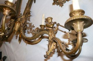 HUGE antique Victorian ornate figural goat gilt bronze brass chandelier fixture 10