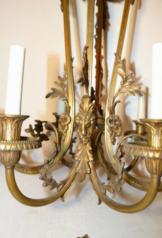 HUGE antique Victorian ornate figural goat gilt bronze brass chandelier fixture 6
