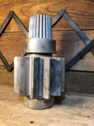Antique Industrial Heavy Gear Base Lamp Teeth Paper Weight Desk Salvage Old Iron