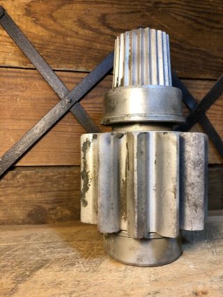 Antique Industrial Heavy Gear Base Lamp Teeth Paper Weight Desk Salvage Old Iron 2