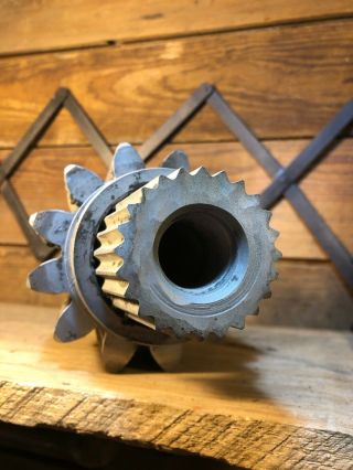 Antique Industrial Heavy Gear Base Lamp Teeth Paper Weight Desk Salvage Old Iron 9