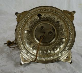 Antique 19th C Silver Plated Art Nouveau Figural Woman Shield Cherub Table Lamp 12
