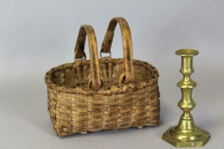 The Best 19th C Miniature Double Handle Swing Handle Basket In Surface