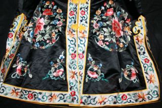 Antique 1800s Chinese Mandarin Silk Embroidered Coat Robe Figures Dragon ribbon 10