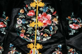 Antique 1800s Chinese Mandarin Silk Embroidered Coat Robe Figures Dragon ribbon 11
