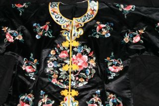 Antique 1800s Chinese Mandarin Silk Embroidered Coat Robe Figures Dragon ribbon 12
