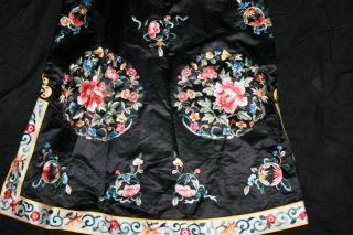 Antique 1800s Chinese Mandarin Silk Embroidered Coat Robe Figures Dragon ribbon 2