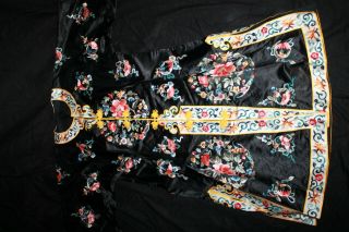 Antique 1800s Chinese Mandarin Silk Embroidered Coat Robe Figures Dragon ribbon 6