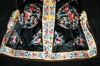 Antique 1800s Chinese Mandarin Silk Embroidered Coat Robe Figures Dragon ribbon 9