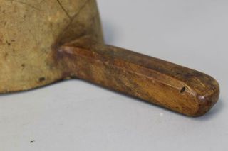 VERY RARE EARLY 18TH C CARVED WOODEN DIPPER IN MAPLE WITH HANDLE IN OLD SURFACE 9