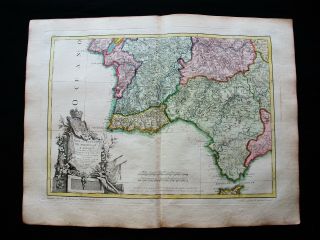 1778 Zannoni - Rare Map: South Portugal,  Lisbon,  Setubal,  Faro,  Braga,  Gibraltar