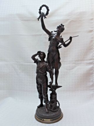 Antique French Bronze Art Nouveau Sculpture.  Emile Bruchon 1806 - 1895.