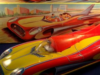 Vintage Very Rare Tin Toy Futuristic Race Space Car " An 2000 " France Boxed 1950