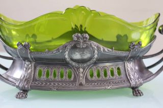 Art Nouveau WMF green glass insert centerpiece. 2