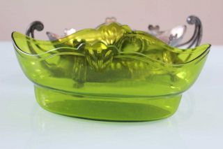 Art Nouveau WMF green glass insert centerpiece. 7