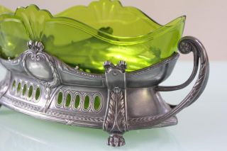 Art Nouveau WMF green glass insert centerpiece. 9