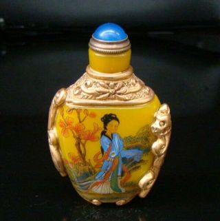 100 Handmade Carving Painting Gilt Snuff Bottles Old Peking Colored Glaze 016