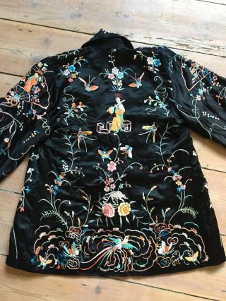Antique Chinese Silk Embroidered Jacket Shawl Flapper 1920s 5